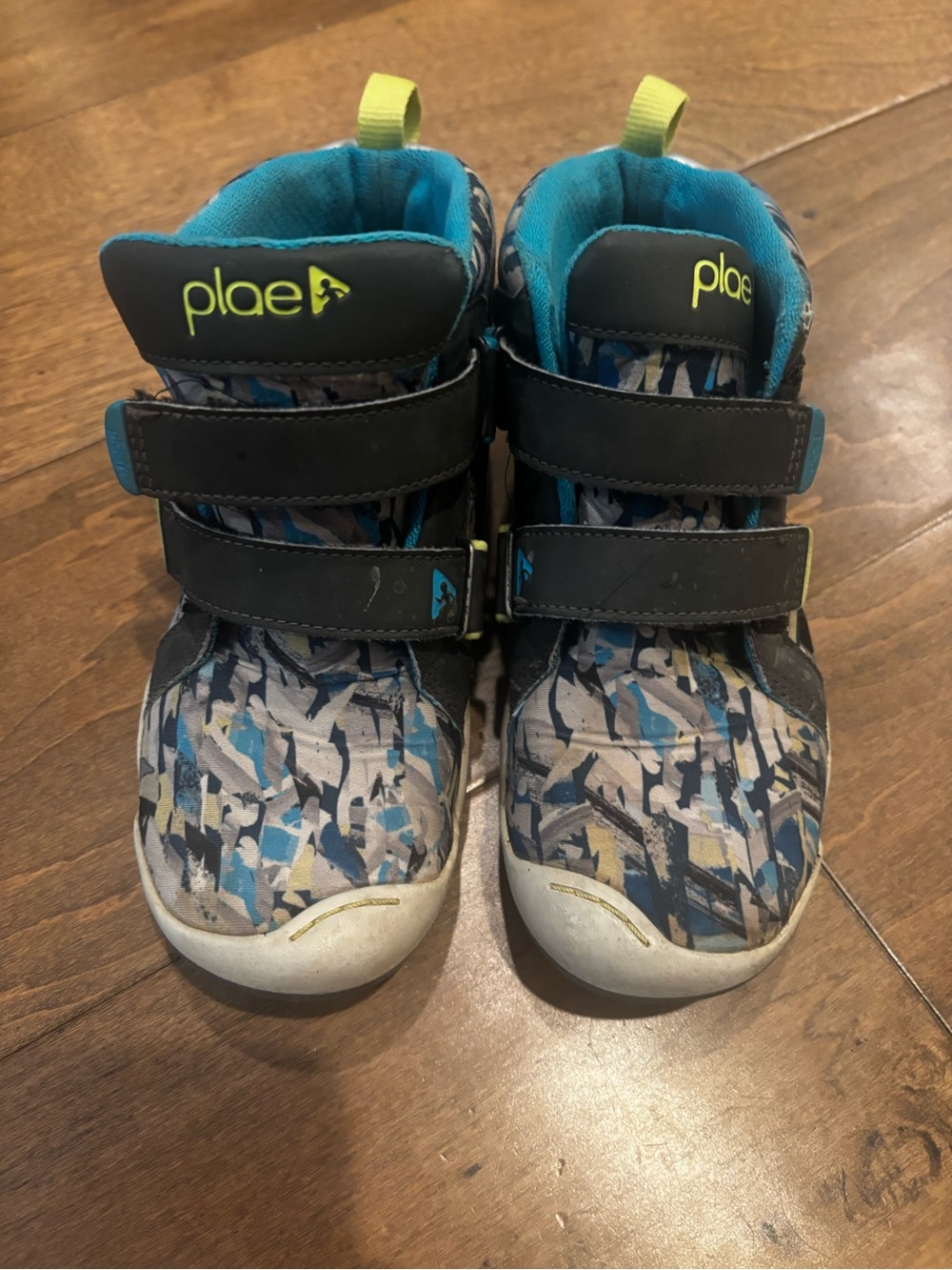 PLAE Kids' Blue Camo hightop sneaker